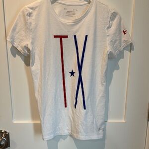 Under Armour White Tee with Red and Blue Graphic